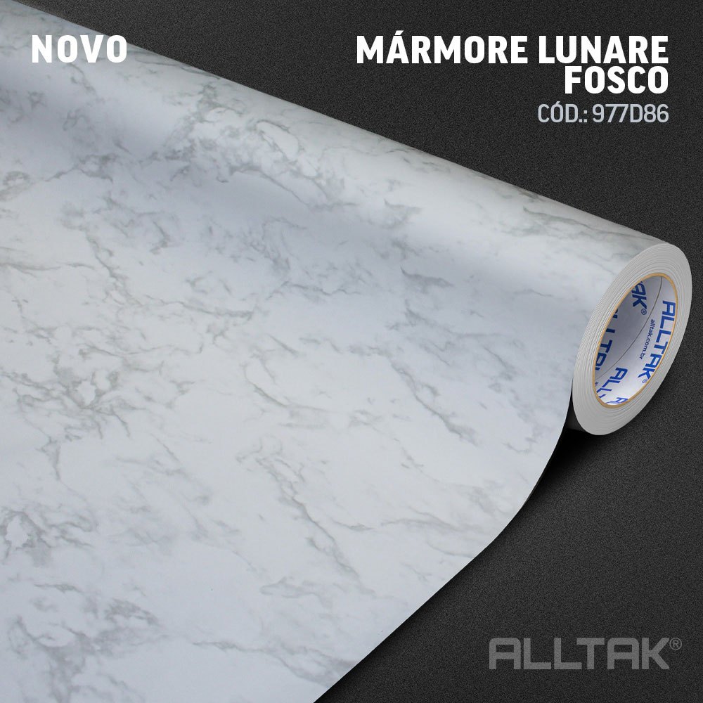 Vinil Adesivo Mármore Lunare Fosco - Alltak – 60cm de largura, Lavável, Para Móveis e Paredes