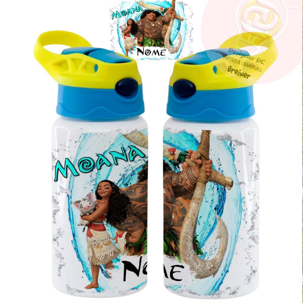 Garrafa Térmica Personalizada Disney, Moana, Mickey, Minnie -Com Nome-  350ml infantil/criança