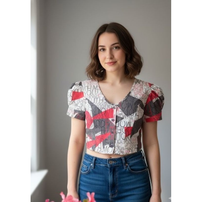 Camisa Blusa Feminina Estilo Cropped, Marca Coca Cola, Tam PP (34-36)
