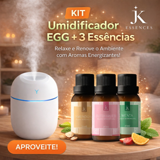 Kit Umidificador Aromatizador + 3 Essências Hidrossolúvel | Difusor De Ar Egg | 3 Essências Premium em Oferta na Shopee