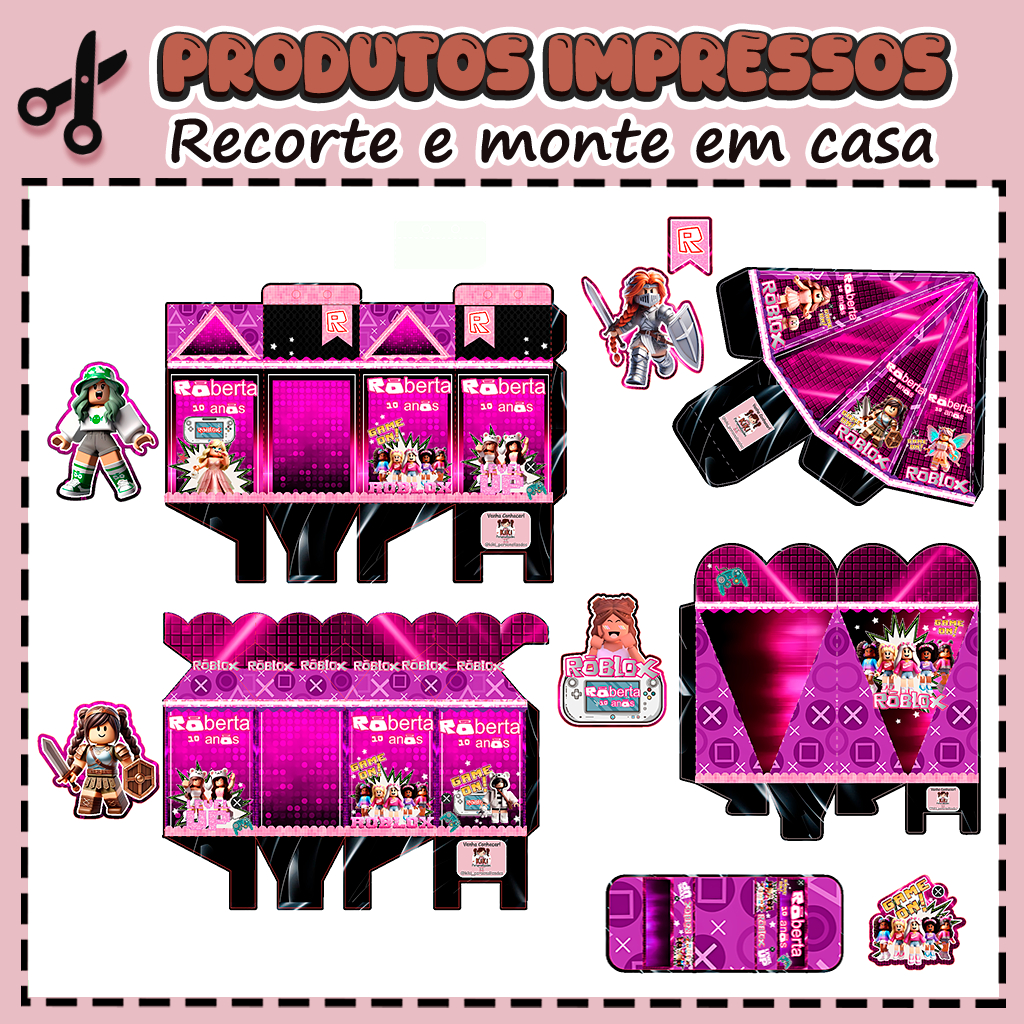 25 Caixinhas Personalizadas Kit festa infantil Tema Roblox Menina  Aniversário Lembrancinhas
