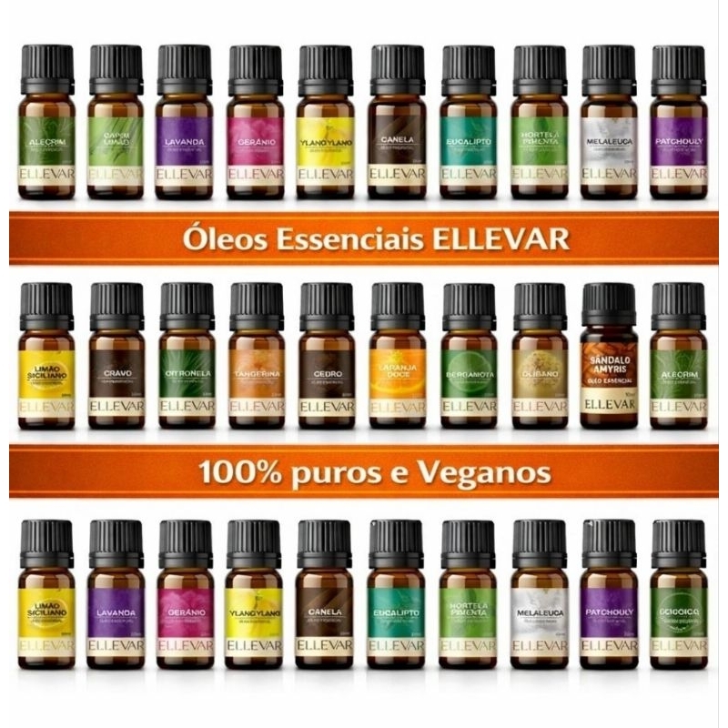 Óleo Essencial para Aromaterapia 100% Puro e Natural Linha Completa