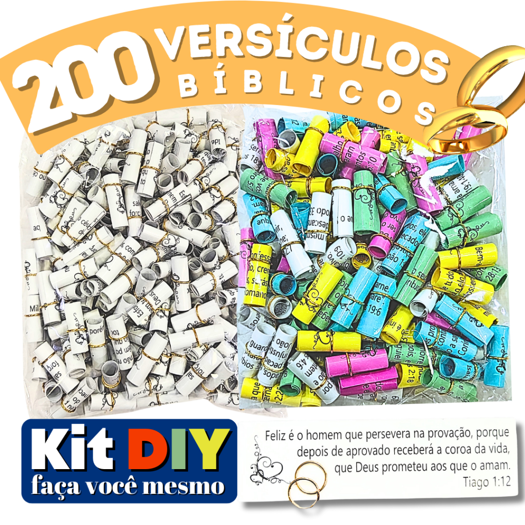 Kit DIY 200 Versículos Bíblicos Enroladinhos | Lembrancinha Cristã Faça Você Mesmo | Eventos Igreja Culto Congresso em Oferta na Shopee