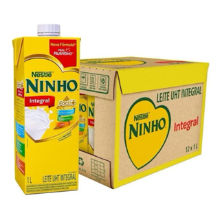 caixa 12 Leites Uht Integral Nestlé Ninho Forti+ com Tampa em Oferta na Shopee