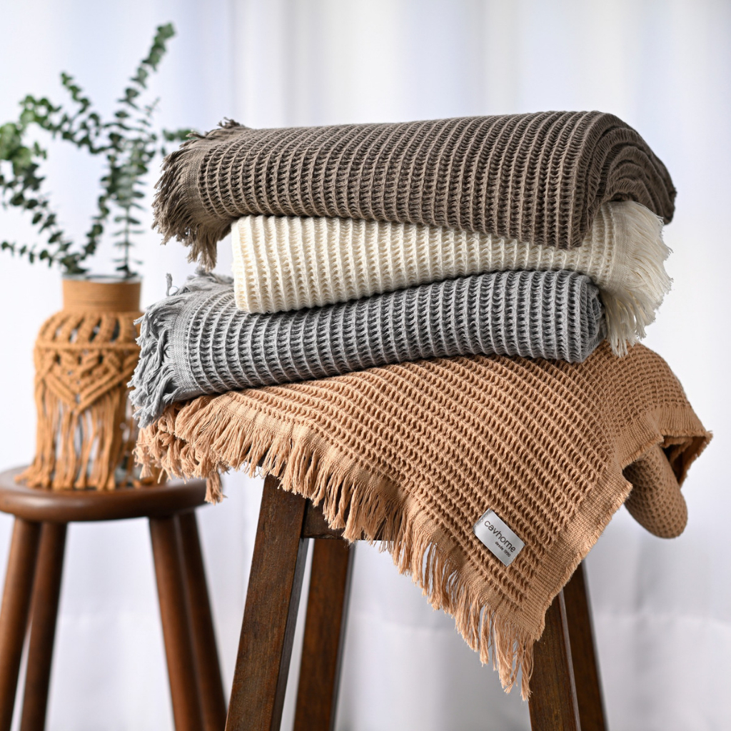 🛍️ Manta Sofá Gigante Decorativa 100% Algodão Premium 150x200cm Piquet Trançado - Cavhome