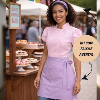 Dolma OXFORD Feminino e Avental de Chef com Faixa de Cabelo Roupa de Confeitaria Feminina em Oferta na Shopee