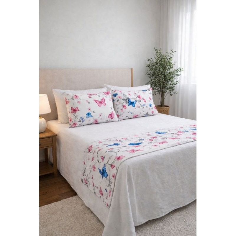 kit peseira 5 peças 2 fronhas estampada 2 branca 1 peseira em Oferta na Shopee