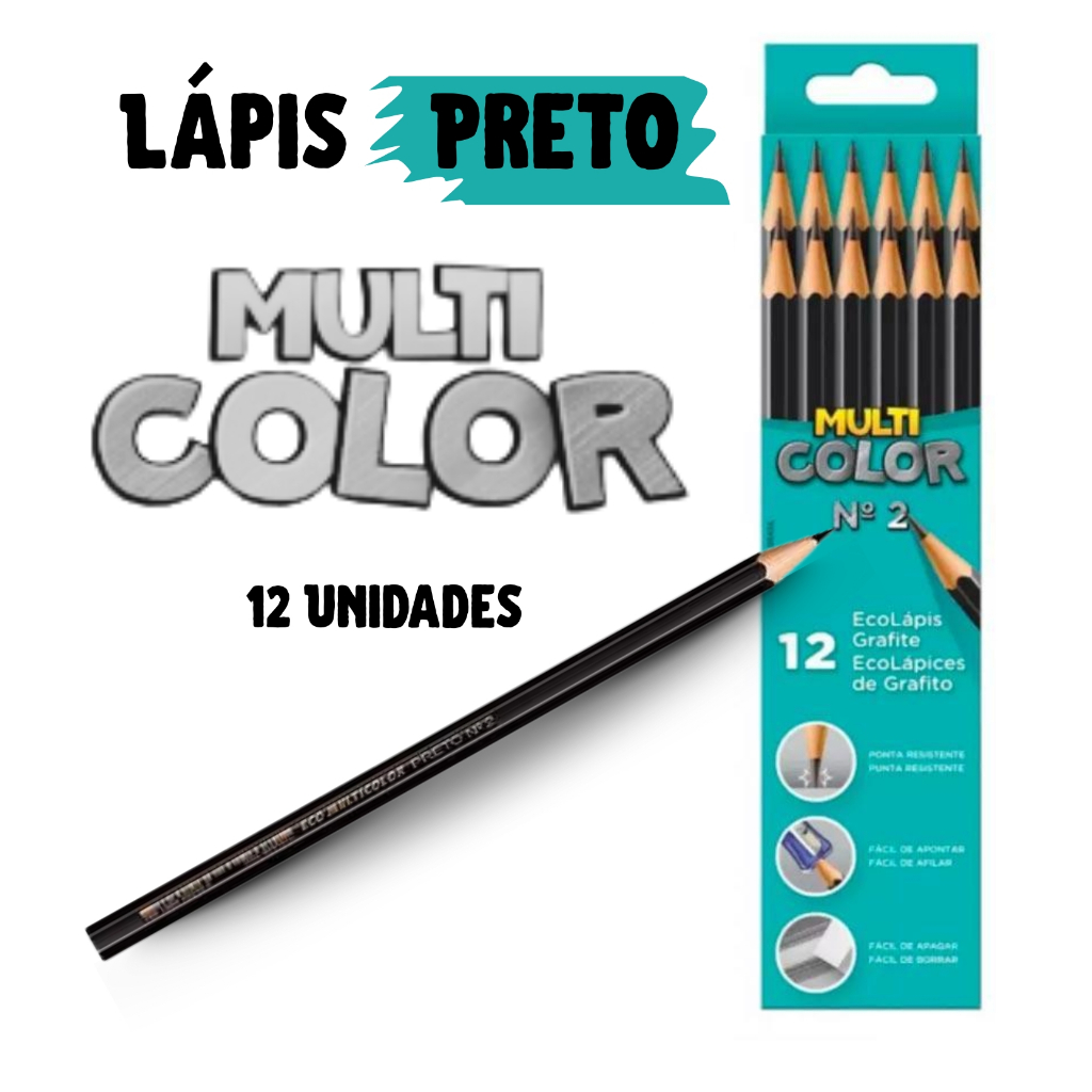 Lápis Grafite Multicolor Com 12 Unidades Sextavado | Ecolápis Multicolor da Faber Castell em Oferta na Shopee