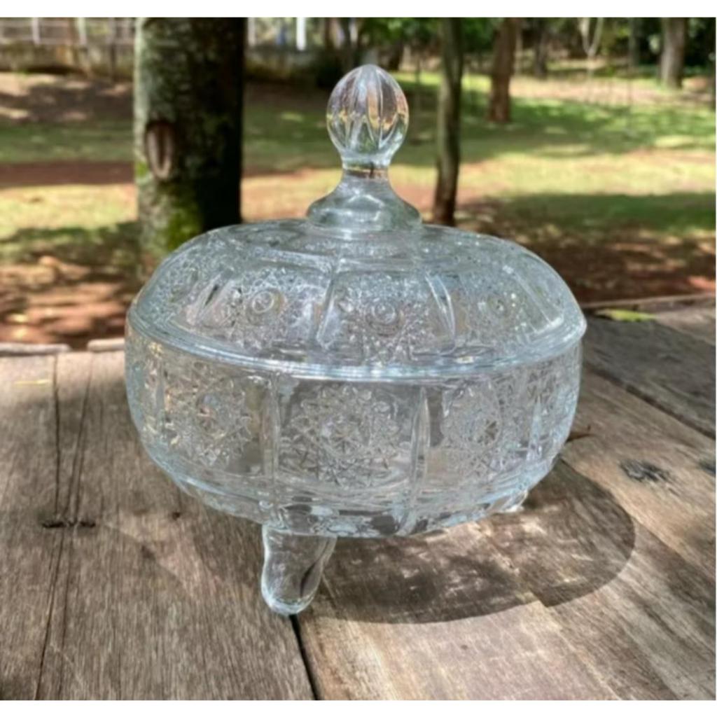 Bomboniere com Pezinho de Vidro com Tampa Bohemia 630ml - Dumiat em Oferta na Shopee