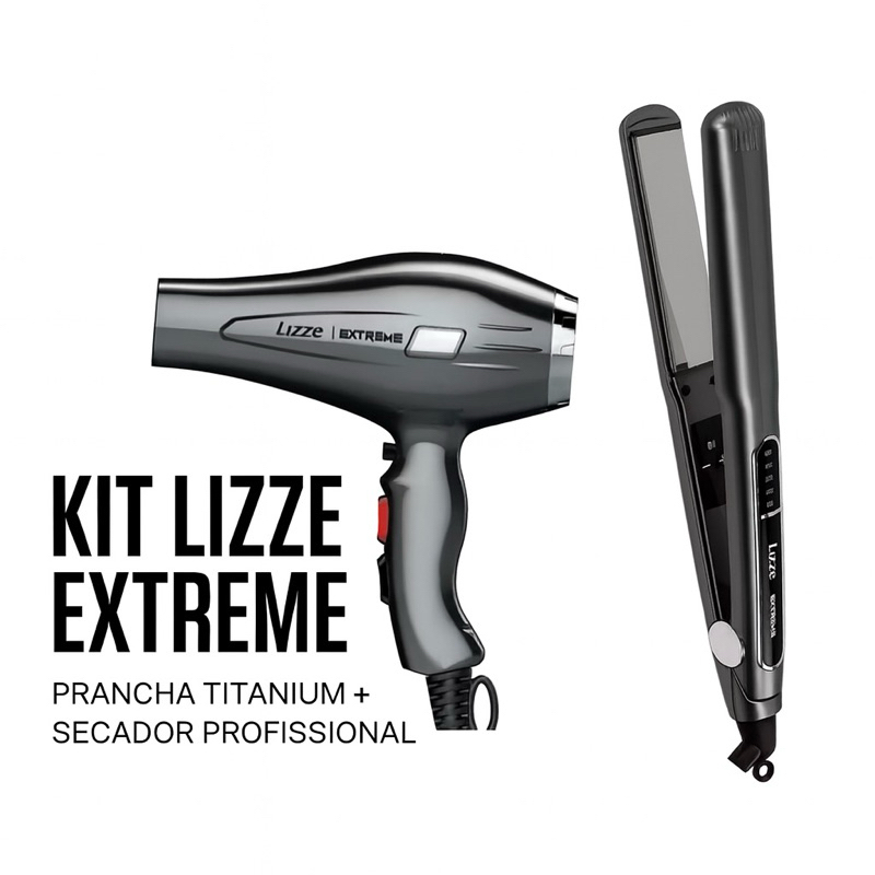 Kit Prancha Lizze Extreme Mais 1secador Lizze Extreme 2400 Cor Cinza