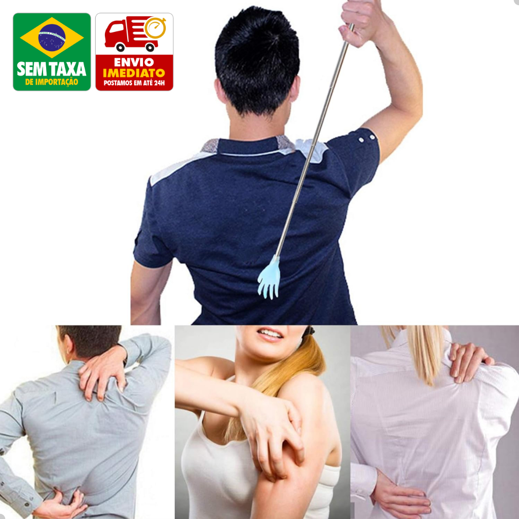 Arranhador Coçador de Costas com Cabo Telescópico Retrátil 44cm Cores Sortidas