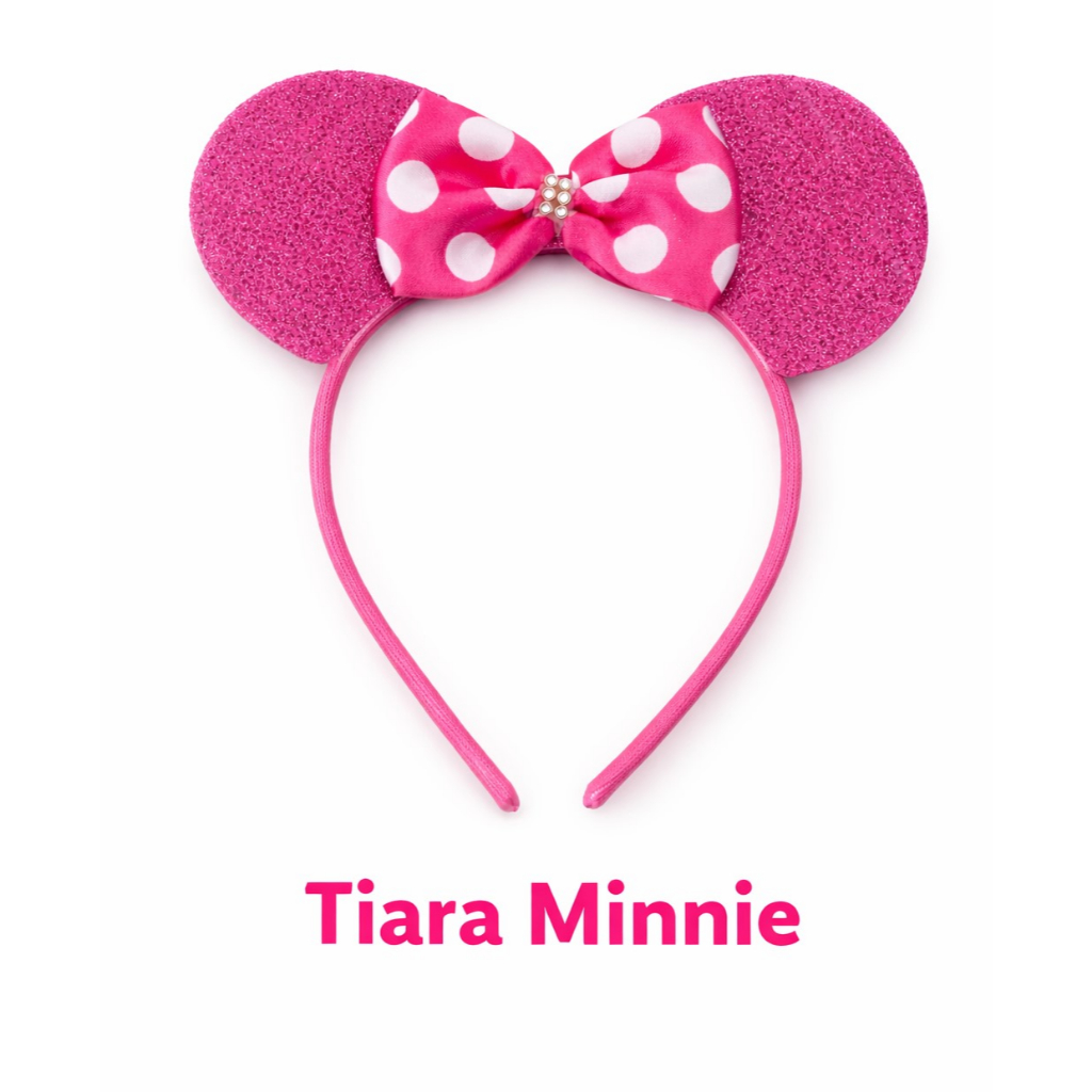 Tiara Orelha Minnie Rosa Pink Festas Fantasia Personalizada Mundo Rosa Presente Menina Dia Crianças