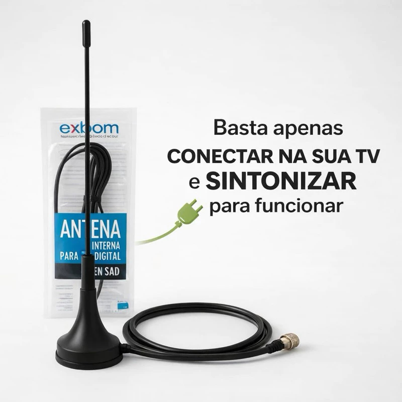 Antena Tv Digital Hdtv Uhf Vhf Cabo Coaxial 1,5 Metros Exbom