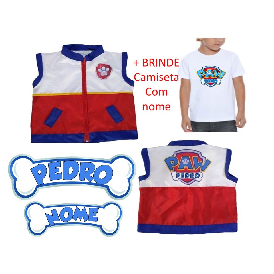 fantasia patrulha canina ryder colete com nome personalizado