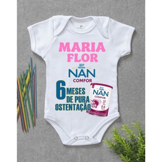 Body Personalizado MÊSVERSARIO NAN COMFOR NOME + MÊS Body Bebê em Oferta na Shopee
