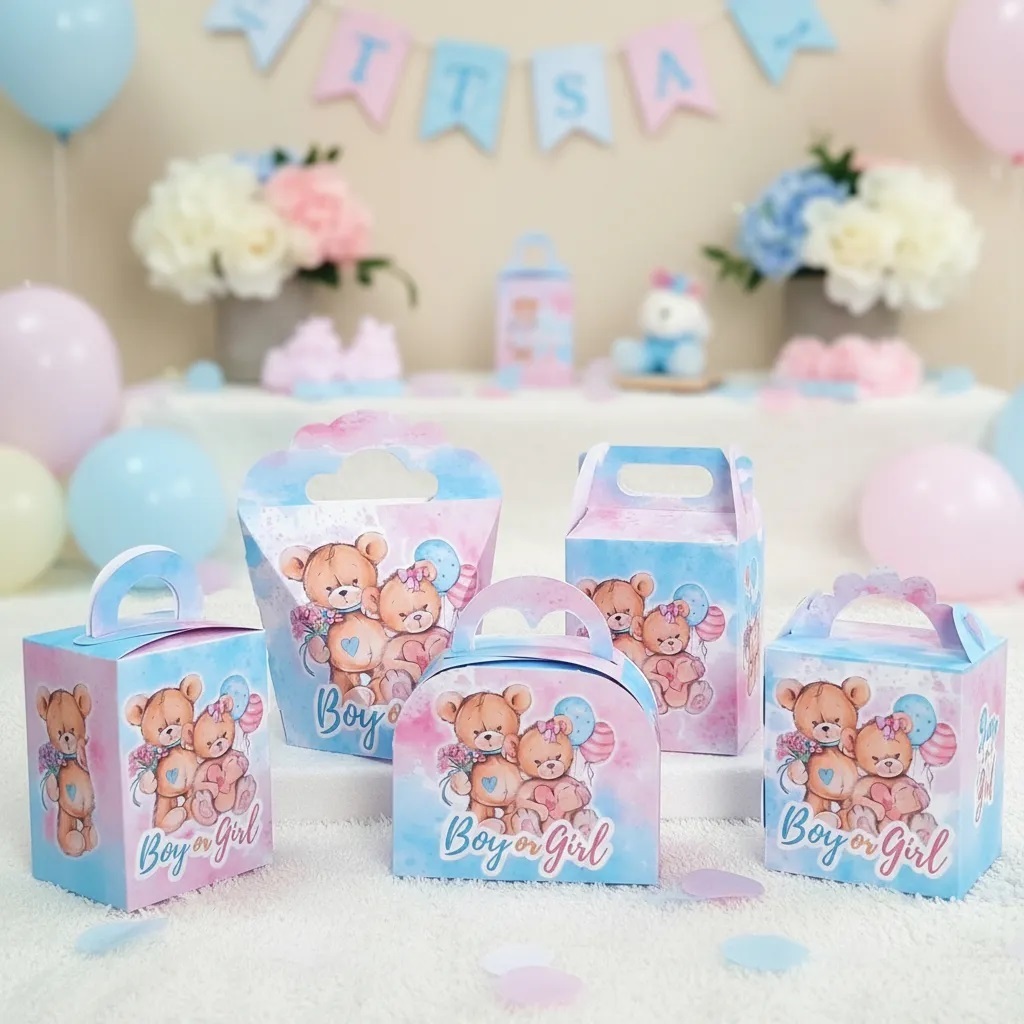 Kit Caixinha CHÁ REVELAÇÃO URSINHO Rosa e Azul Lembrancinha NÃO É PERSONALIZADO