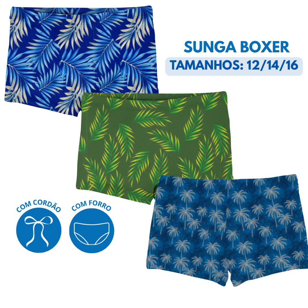 Sunga Juvenil Com Cordão e Forro Menino Natação Praia Piscina Tamanho 10 Ao 16 em Oferta na Shopee