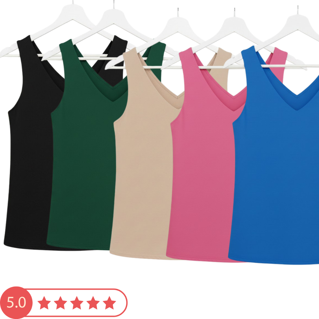 kit 3 Blusa Regata Feminina Alça Larga Grossa Duna Regata Lisa Básica Elegante