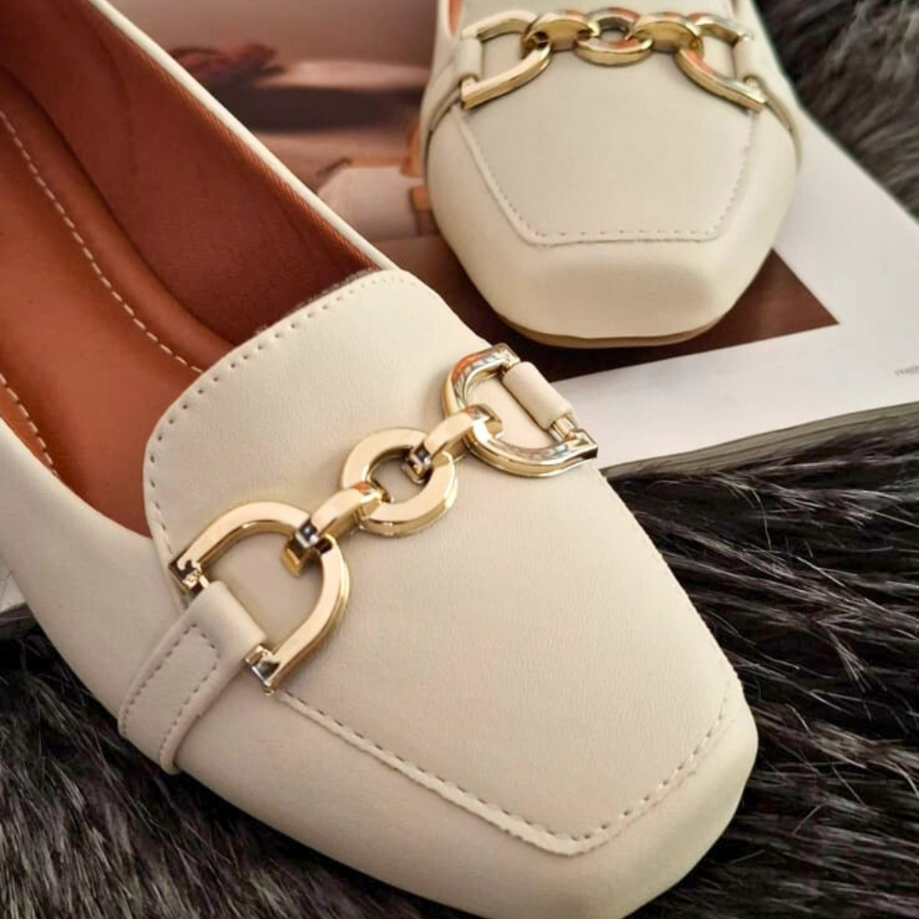 Sapatilha Bico Quadrado  Feminina Confortável Mocassim Casual Com Fivela