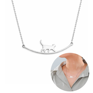 Colar Feminino Minimalista Gatinho Caminhando Aço Inoxidável Tendência Simples Fofo Estiloso Gato em Oferta na Shopee