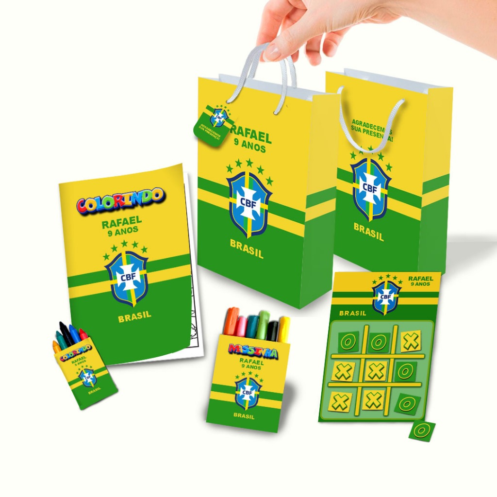 Lembrancinha de Aniversário Personalizado Sacolinha, Livrinho, Jogo da Velha, Massinha