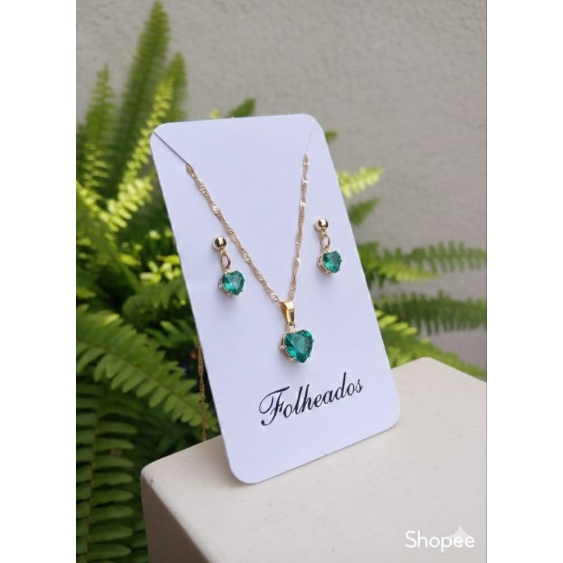 Kit Colar + Brinco Feminino Folheado a Ouro 18k Zirconio – Elegante e Brilhante em Oferta na Shopee