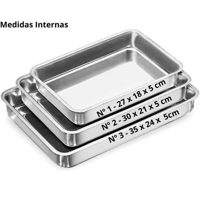 Jogo com 3 Assadeiras Formas Para Bolo Retangular Alumínio. nº 1, 2 e 3 em Oferta na Shopee