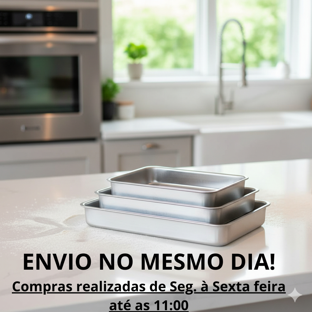 Kit com 3 Assadeiras Formas Para Bolo Retangular Alumínio. tabuleiro nº 1, 2 e 3 em Oferta na Shopee