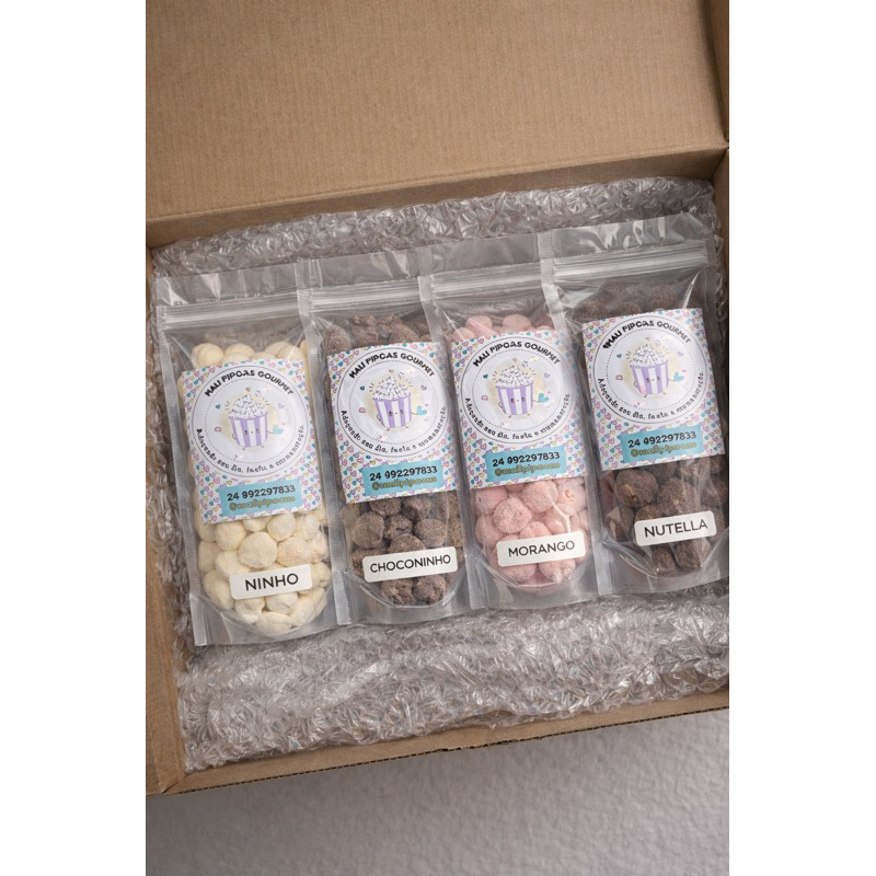 Kit Degustação Pipoca Gourmet – 4 Sabores - MAIS VENDIDOS