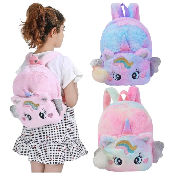 Mochila Bolsa Infantil De Pelúcia Fofa De Unicórnio Para Meninas Bolsinha Pelúcia em Oferta na Shopee