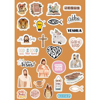 Kit 28 Adesivos Cristão – Impressos em Papel Adesivo para Journal, Aesthetic e Scrapbook