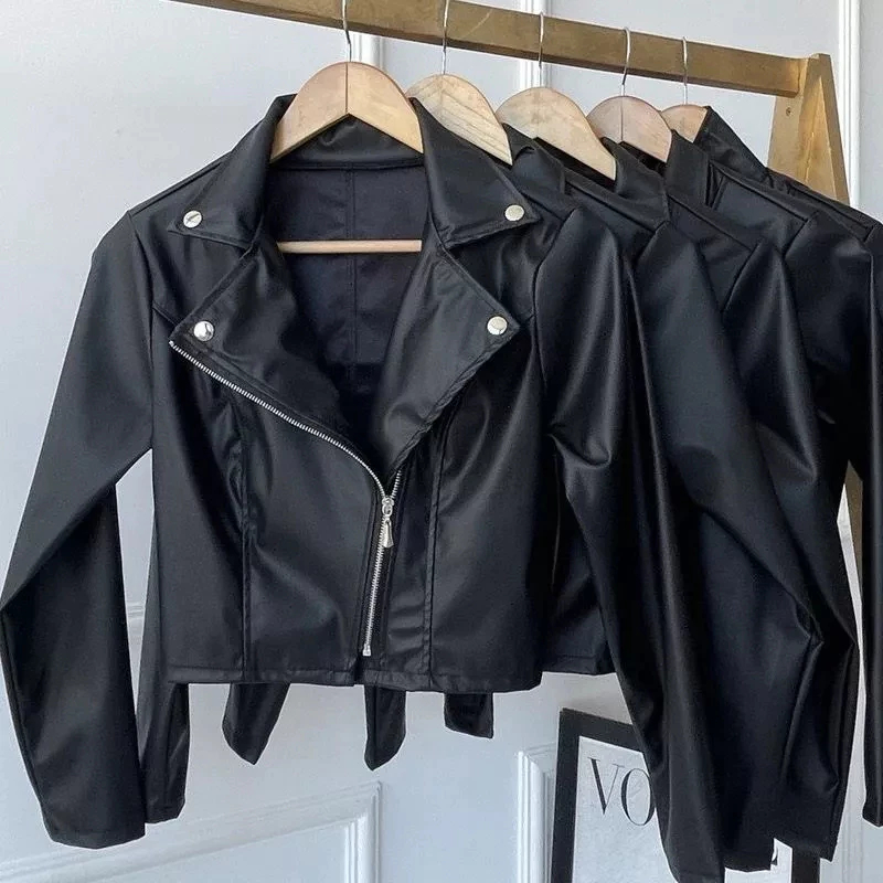 Jaqueta De Couro Feminina Com Ziper Inverno Elegante Com Ziper em Oferta na Shopee