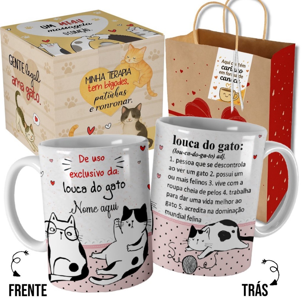 Caneca Gato Para Louca do Gato Gateira Linda Personalizada com Nome Embalagem Bc em Oferta na Shopee