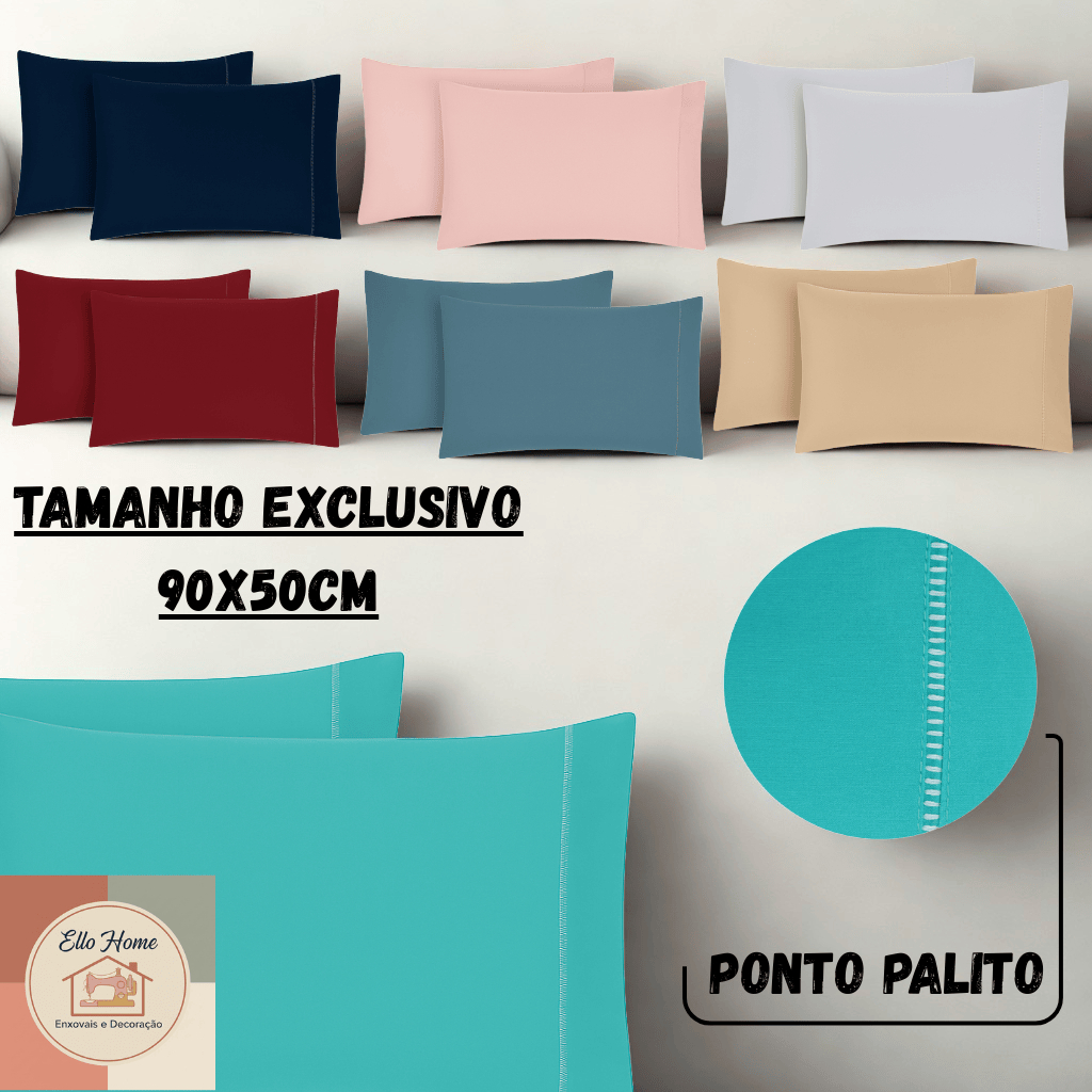 Par Fronha Ponto Palito 2 Peças 90x50 Percal Flex 400 Fios | Conforto, Maciez e Qualidade! 70x50