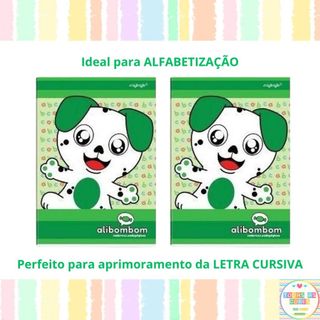 KIT 5 cadernos ALIBOMBOM CAPA FLEXÍVEL 60 FOLHAS Azul ou Vermelho ou Verde Sem Pauta ou Pauta123x ou Pauta 123