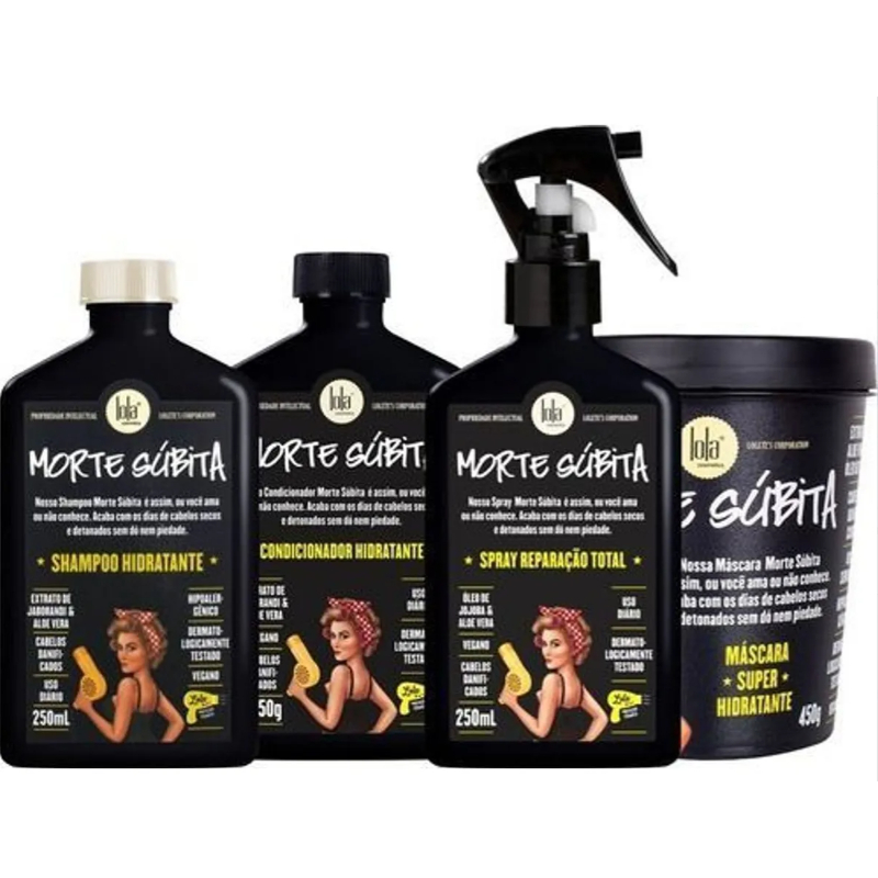 Kit 4 Unidades Morte Súbita Lola – Shampoo, Condicionador, Máscara e Spray Reparação em Oferta na Shopee