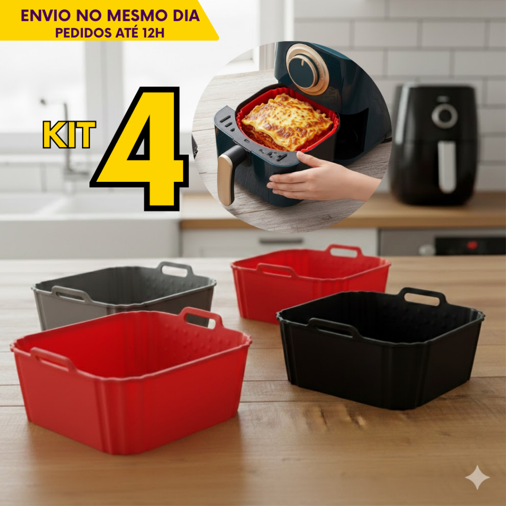 Forma de Silicone para Air Fryer Quadrado - Reutilizável e Antiaderente em Oferta na Shopee