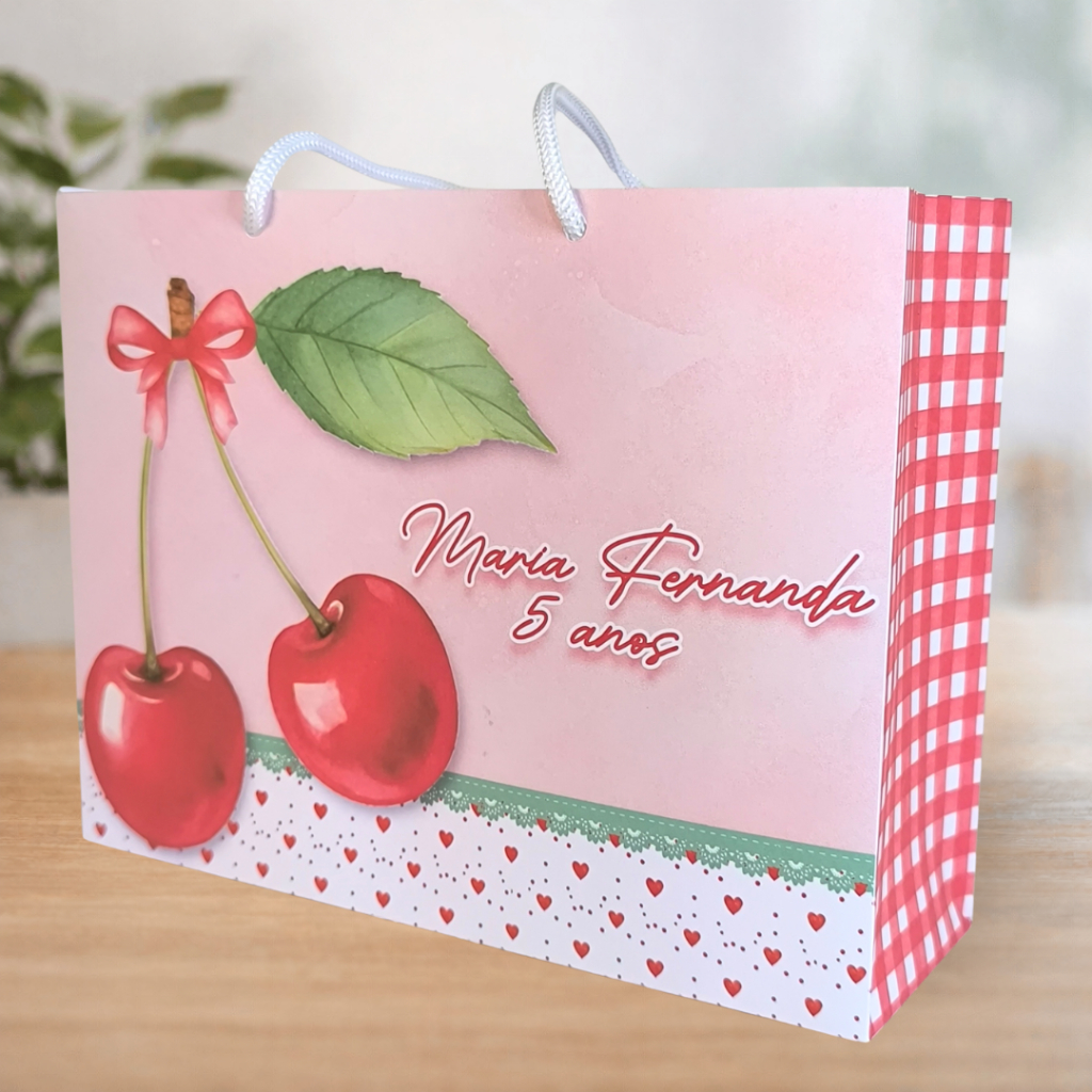 SACOLINHA PERSONALIZADA CEREJINHA | PEGUE E MONTE | Surpresa | Lembrancinha | Mimos | Aniversário | CEREJINHA