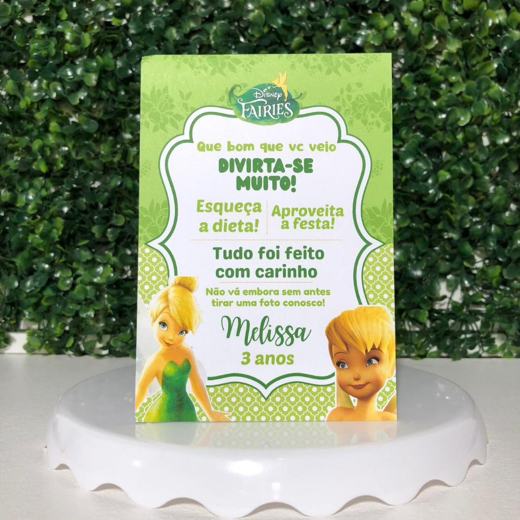 PLAQUINHA DE MESA ANIVERSARIO - SININHO TINKER BELL - PLAQUINHA AGRADECIMENTO - CENTRO DE MESA - DECORAÇÃO - FESTA