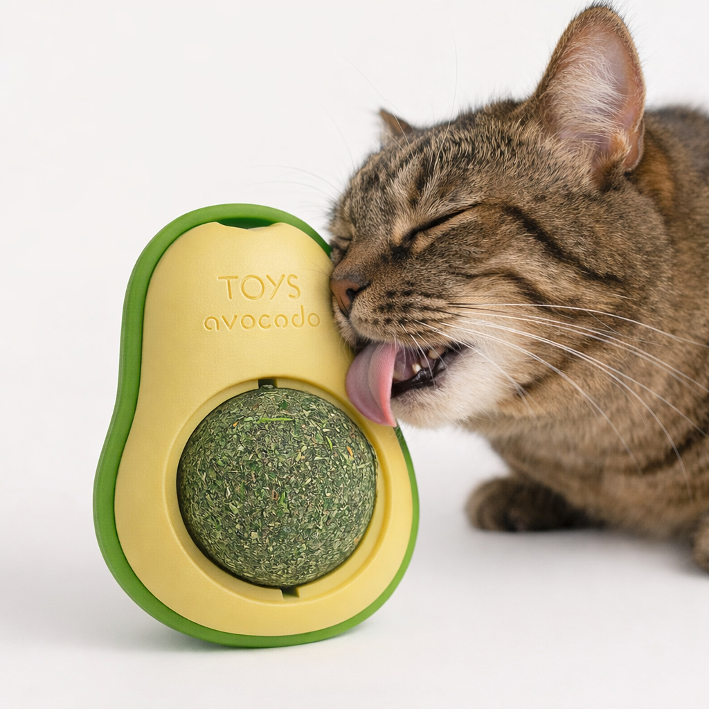 Brinquedo Para Gatos Abacate Catnip Erva Gato Natural Abacate De Brinquedo  Com Catnip Bola Pequena Trançada com Sino