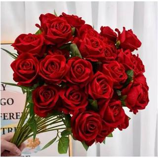 Kit 6 Rosas Artificial Vermelha Aveludada Individual  Dia Das Mães Decoração Arranjo Flor em Oferta na Shopee