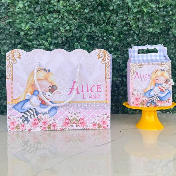 Kit Caixinhas Maleta & Sacolinhas  Alice No Pais Das Maravilhas - Personalizadas - Pegue e Monte em Oferta na Shopee