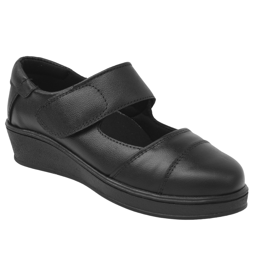 Sapato Feminino Anabela Couro Ortopédico Confortável Slip On Tamanco