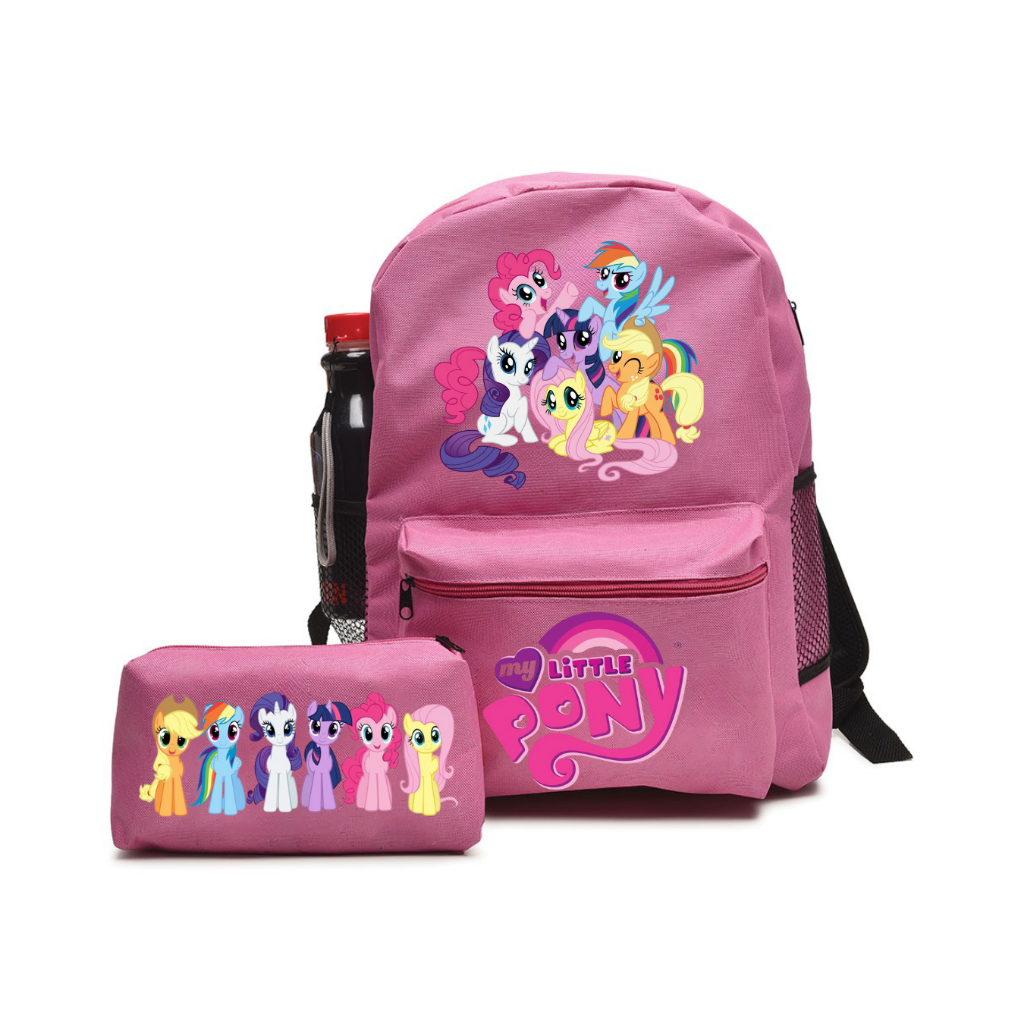 Kit Mochila E Estojo Material Reforçado Personagem My Little Pony Escolar Rosa Estampa Única Lançamento