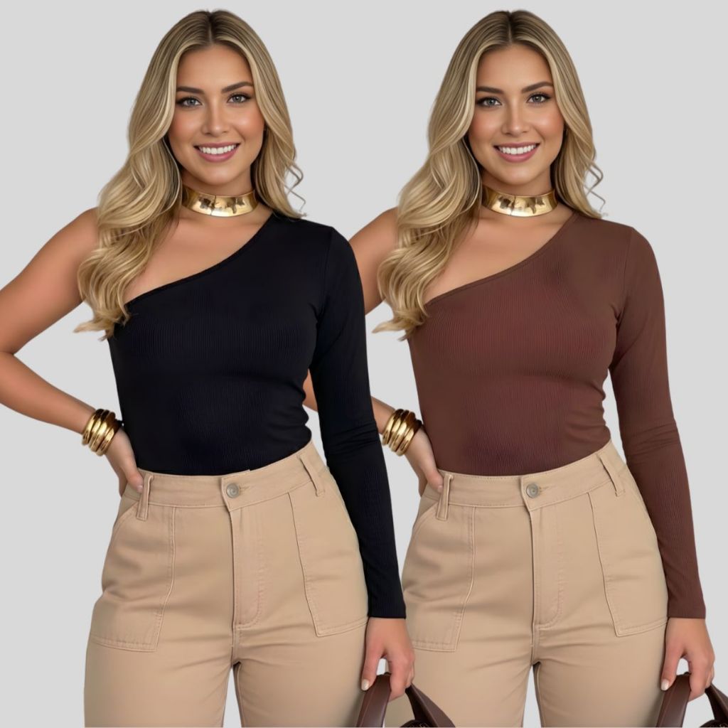 Kit 2 Ou 1 Unidade Blusas Femininas Mula Manca Manga Longa – Suplex com Forro, Moda Feminina Estilosa