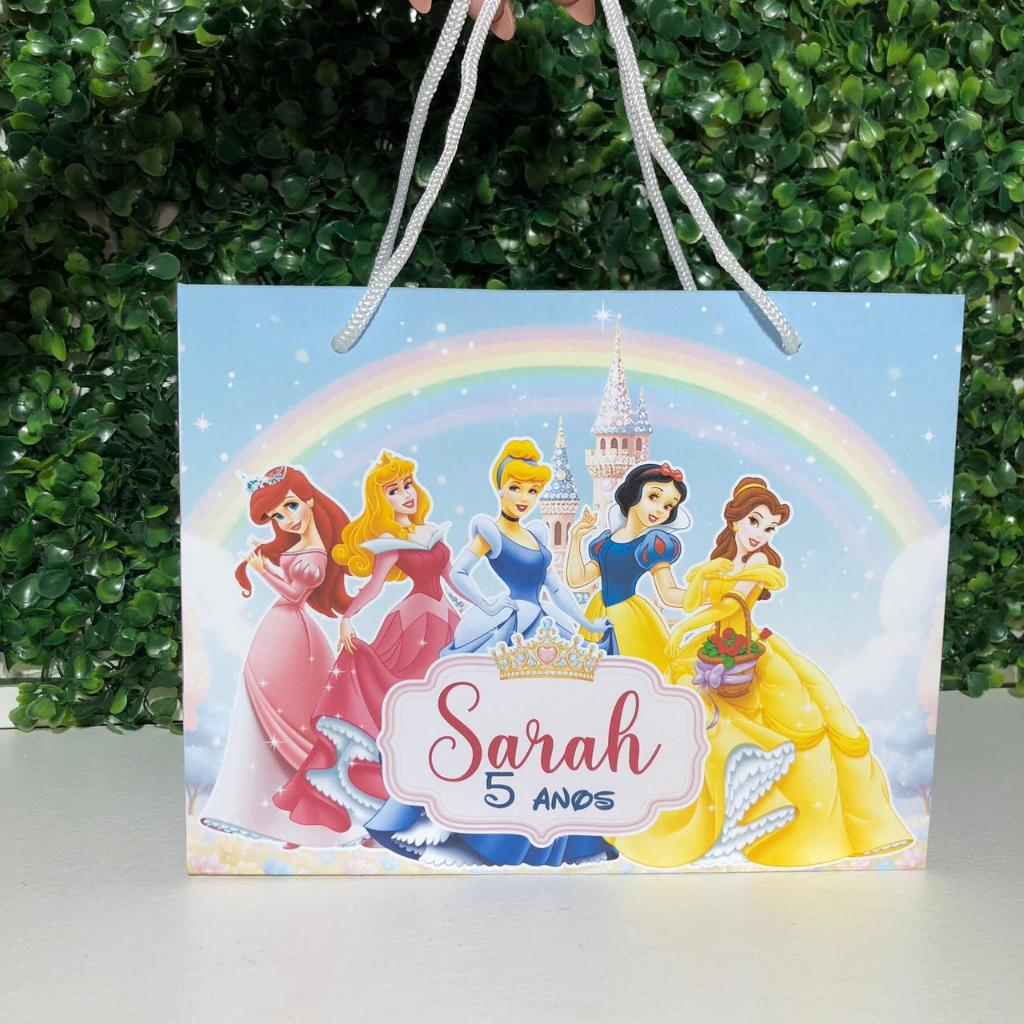 SACOLINHA SURPRESA PERSONALIZADA - PRINCESA DISNEY - DECORAÇÃO - (PEGUE E MONTE) - FESTA DE ANIVERSARIO -  LEMBRAÇINHAS