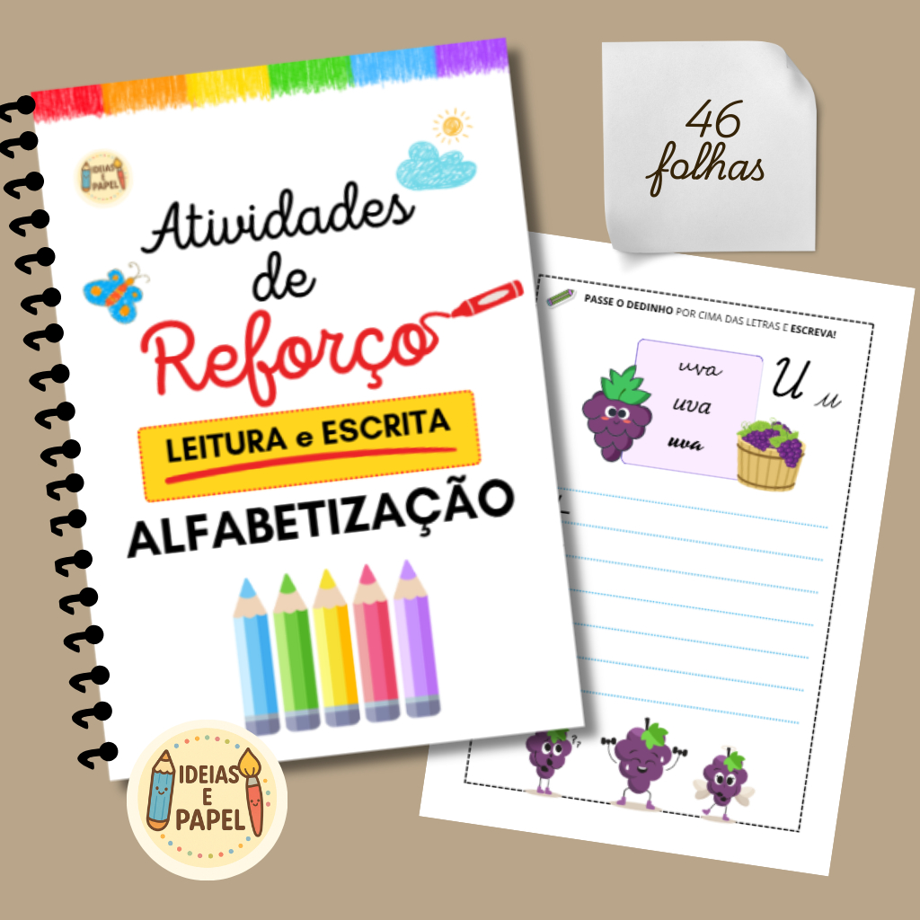 Apostila A4 com 46 Atividades de Reforço – Mais Vendido ~Leitura e Escrita | Alfabetização Infantil em Oferta na Shopee