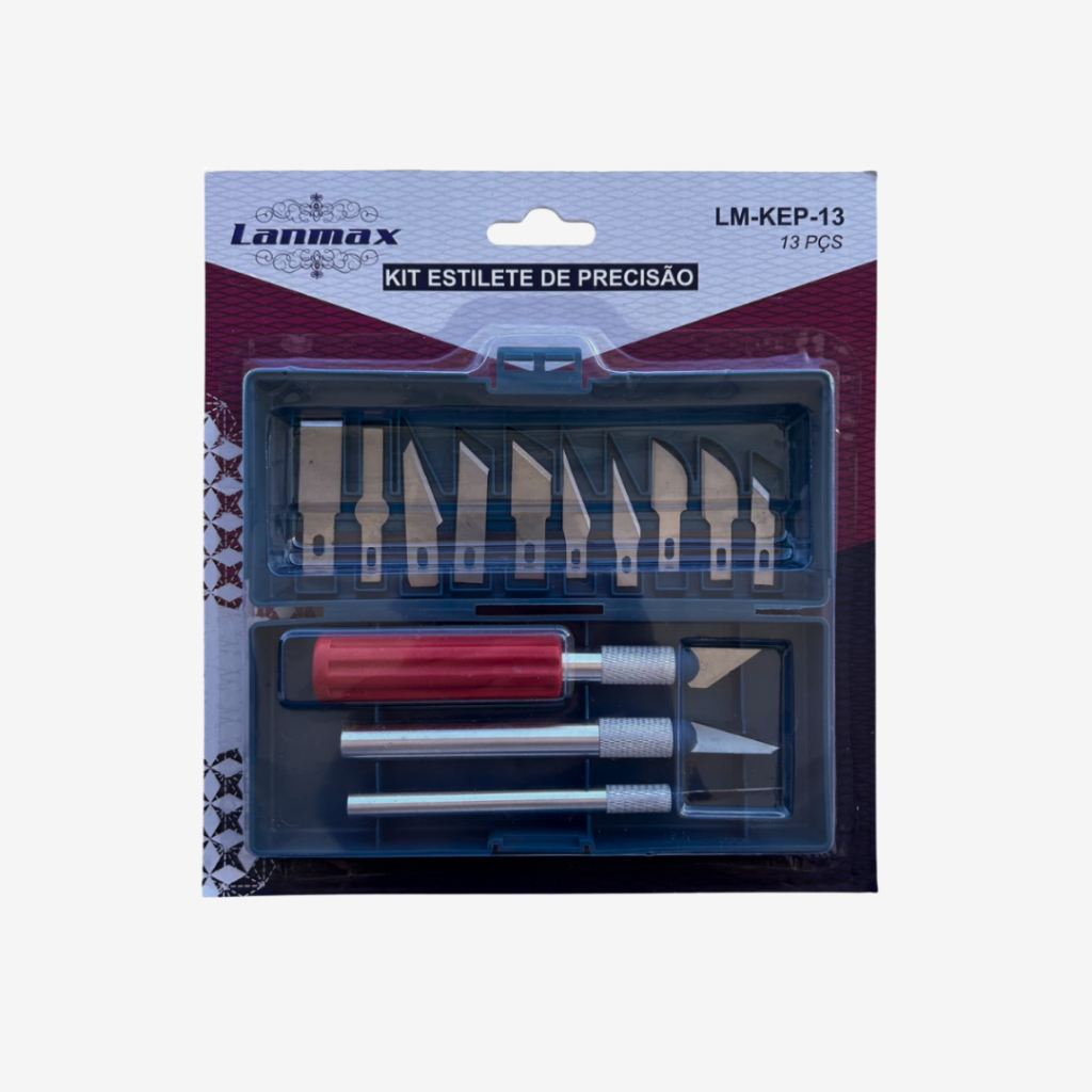 Kit Estiletes de Precisão Lanmax com 13 Lâminas + 3 Cabos e Estojo – Artesanato, Patchwork e Scrapbook
