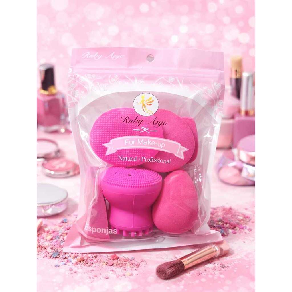 KIT ESPONJAS PARA MAQUIAGEM RUBY ANJO ESPONJA BASE ESPONJA DE LIMPEZA FACIAL CORRETIVO C/ 06 UND