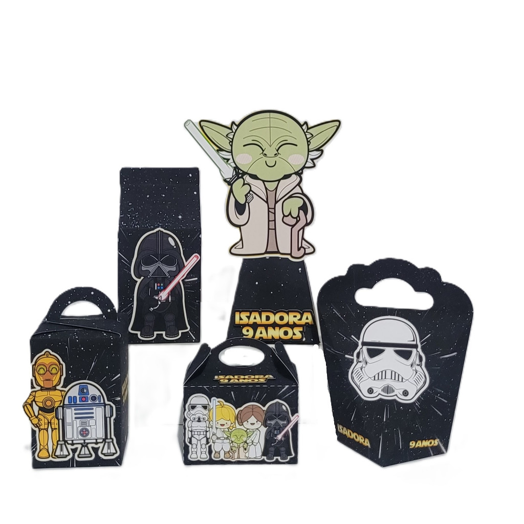 Kit  STAR WARS Cute Caixinhas 3D Personalizados Lembrancinhas Papelaria Festa